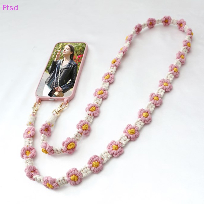 {Ffsd} 1 Cái Móc Điện Thoại Di Động Dạng Túi Đeo Chéo Dây Bện Đính Hoa Cúc Nhỏ Làm Thủ Công Mùa Hè Hàng Mới * Bán Chạy