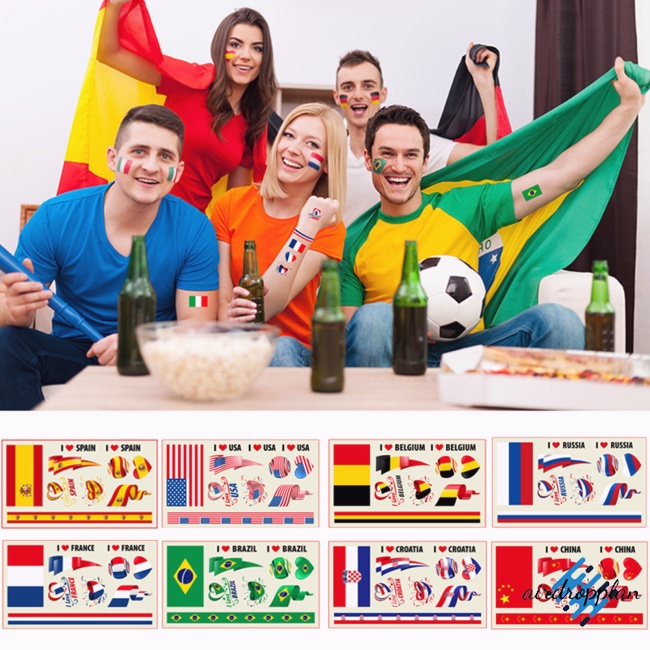 Bộ 10 Miếng Dán Hình Xăm Tạm Thời Chống Thấm Nước Hình Lá Cờ Kích Thước 6.8x12cm