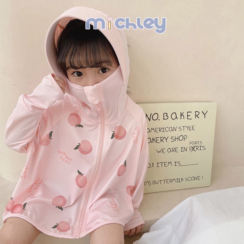 Áo khoác chống nắng MICHLEY vải lụa lạnh siêu mỏng thoáng khí chống tia cực tím thời trang dành cho trẻ em