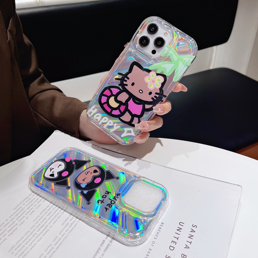 Ốp Điện Thoại TPU Mềm Trong Suốt Họa Tiết Kuromi Hoạt Hình Cho iPhone 12 13 14 Pro Max
