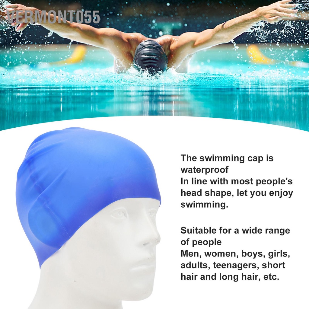 Vermont055 2 Chiếc Mũ Bơi Chống Rách Thoải Mái Silicone Bền Dành Cho Nữ Người Lớn Thanh Niên Trẻ Em