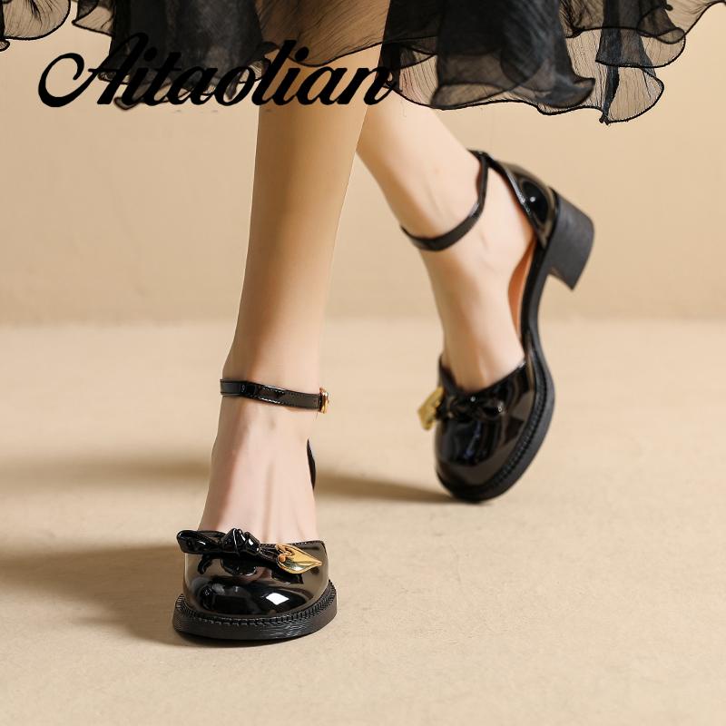 Giày Da Cao Gót 4.5cm Phong Cách retro Anh Quốc Cho Nữ