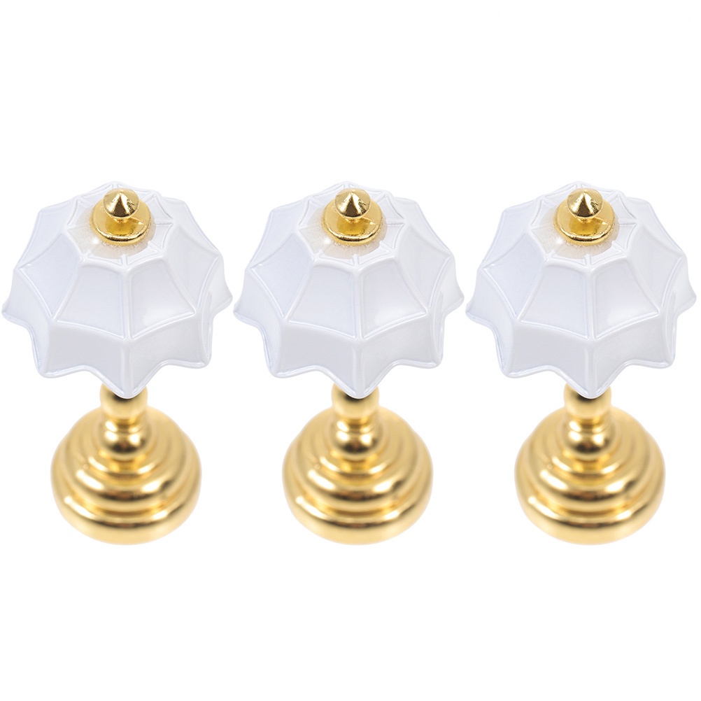 Set 3 Mô Hình Đèn Bàn Mini Bằng Kim Loại Dùng Trang Trí Nhà Búp Bê