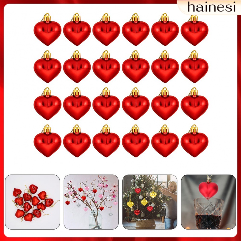 Bộ 24 Trái Tim Bằng Acrylic Trang Trí Giáng Sinh