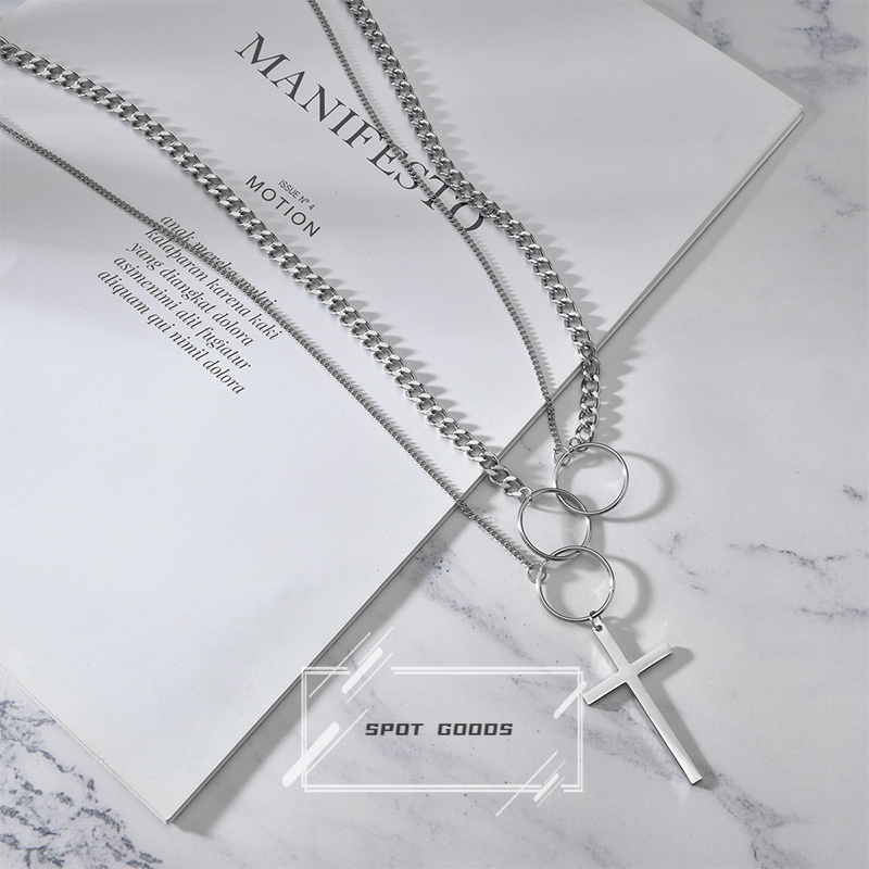 Vòng cổ Nhiều Lớp Mặt Thánh Giá Phong Cách hip hop