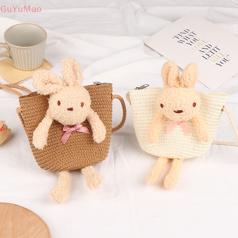 Túi cói Vai Đan Rơm Hình Gấu Thỏ Nhiều Màu Dễ Thương Cho Bé PRTA