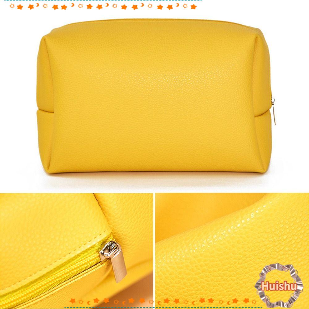 Túi Đựng Mỹ Phẩm Da PU Hai Mặt Màu Trơn Đơn Giản