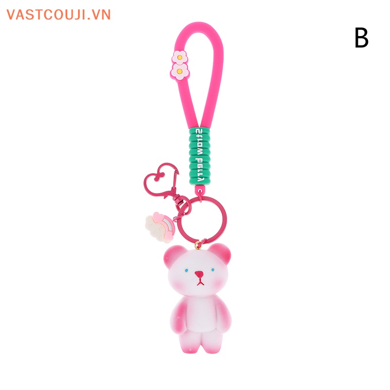 Móc Khóa Hình Thỏ / Gấu Hoạt Hình Dễ Thương Dùng Trang Trí Ba Lô / Ô Tô