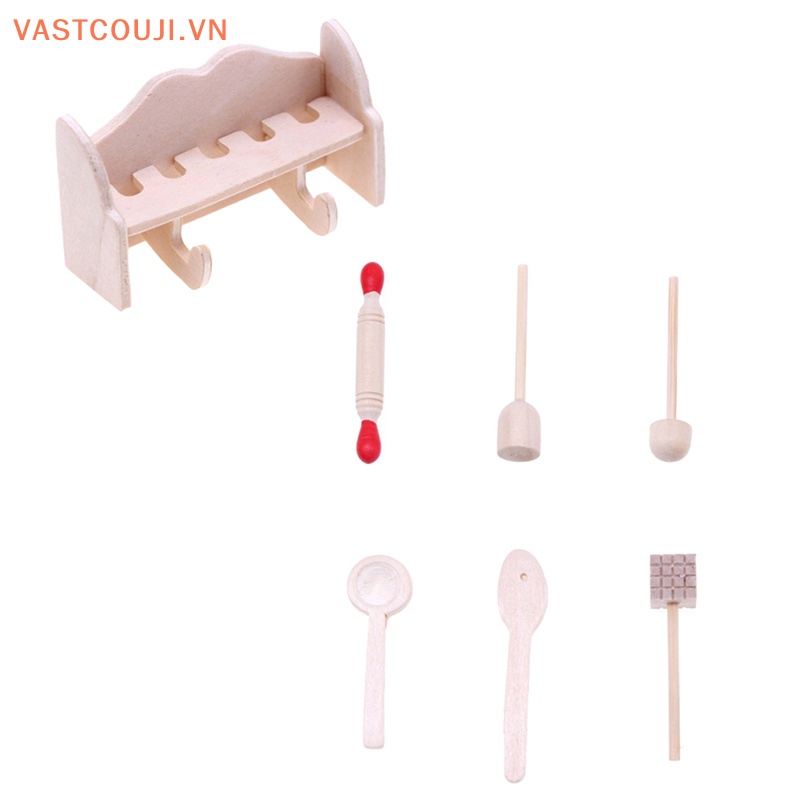 1 Bộ Dụng Cụ Nấu Ăn Nhà Búp Bê Có Giá Đỡ Tiện Lợi