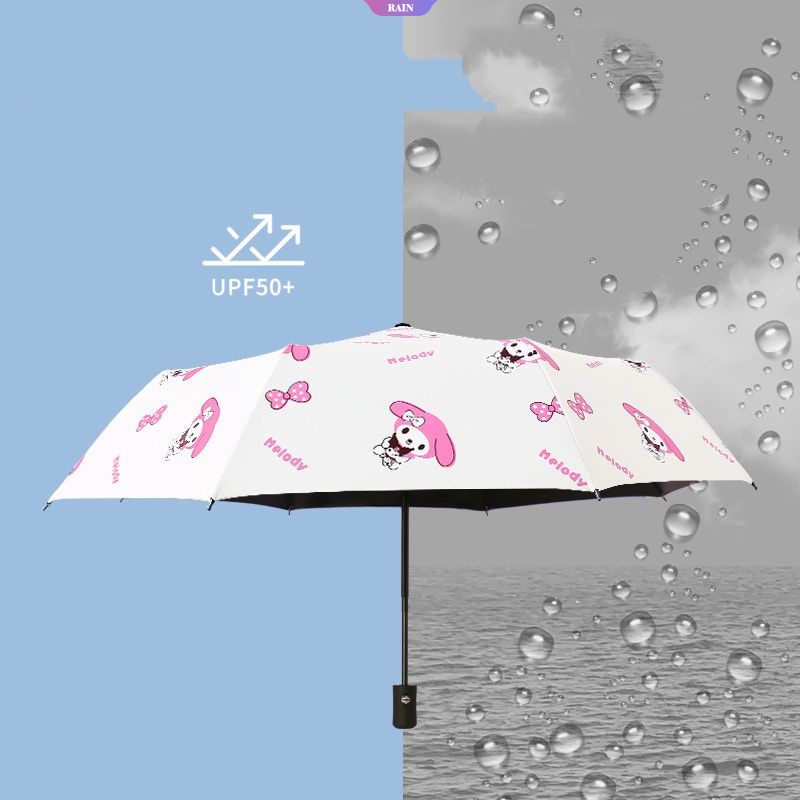 SANRIO Dù Gấp Tự Động Chống Nắng Mưa / Tia UV Họa Tiết Hoạt Hình My Melody Cinnamoroll Đáng Yêu