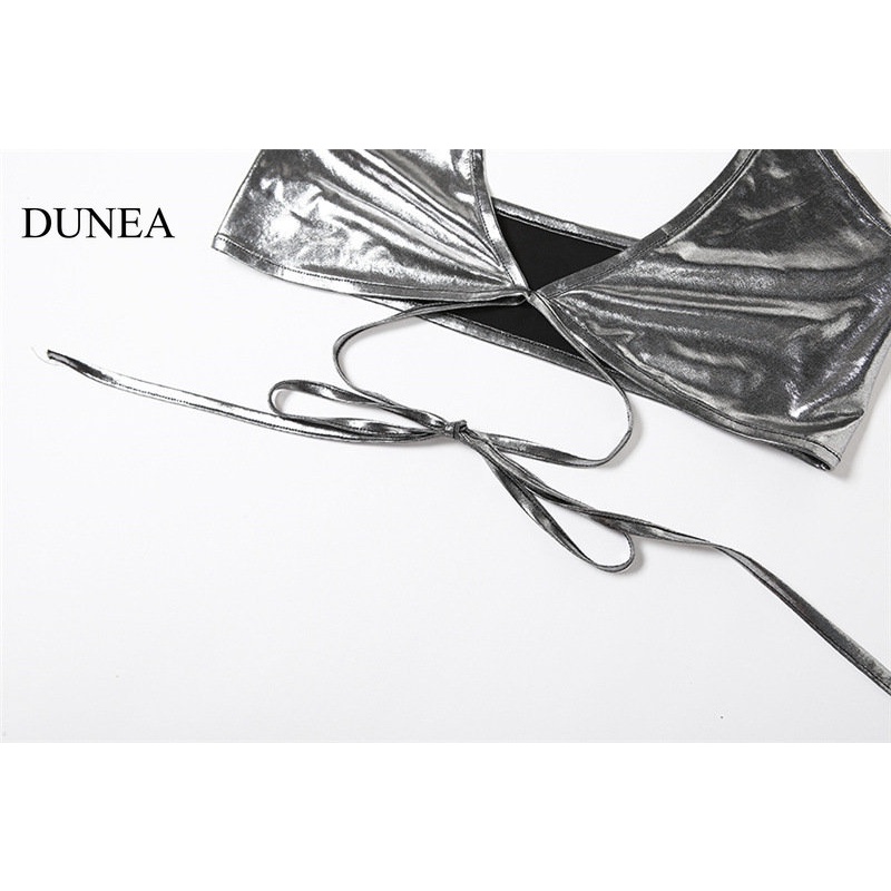 Bộ Áo Lửng Cổ Yếm Phối Chân Váy Ôm Dáng Khoét Lỗ Gợi Cảm Cho Nữ