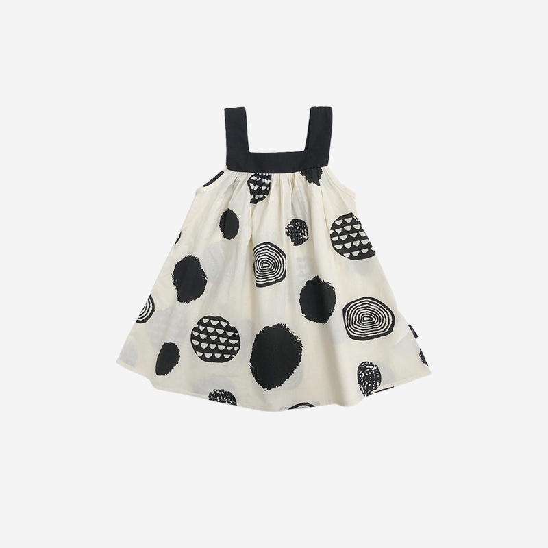 Đầm Sát Nách Mùa Hè Màu Trắng Đen Phong Cách Graffiti Hợp Thời Trang Cho Bé Gái