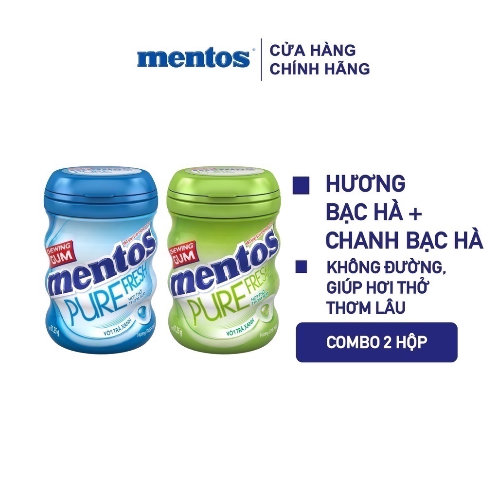Combo 2 hộp kẹo Sing gum không đường Mentos Pure Fresh