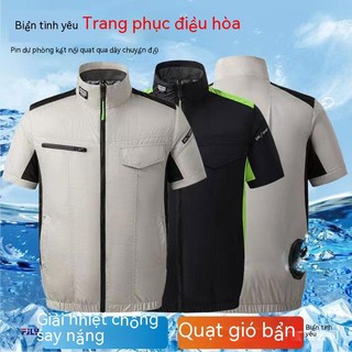 Mùa Hè Phong Cách Mới Sạc Điều Hòa Không Khí Áo Ngắn Tay Quạt Làm Lạnh Làm Mát Chống Nắng Quần Áo Bảo Hộ Lao Động Ngoài