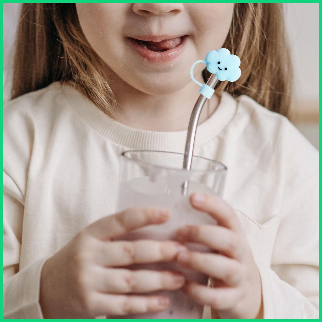 Nắp Đậy Ống Hút Bằng Silicone Tái Sử Dụng Được Hình Đám Mây Kích Thước 6-8mm