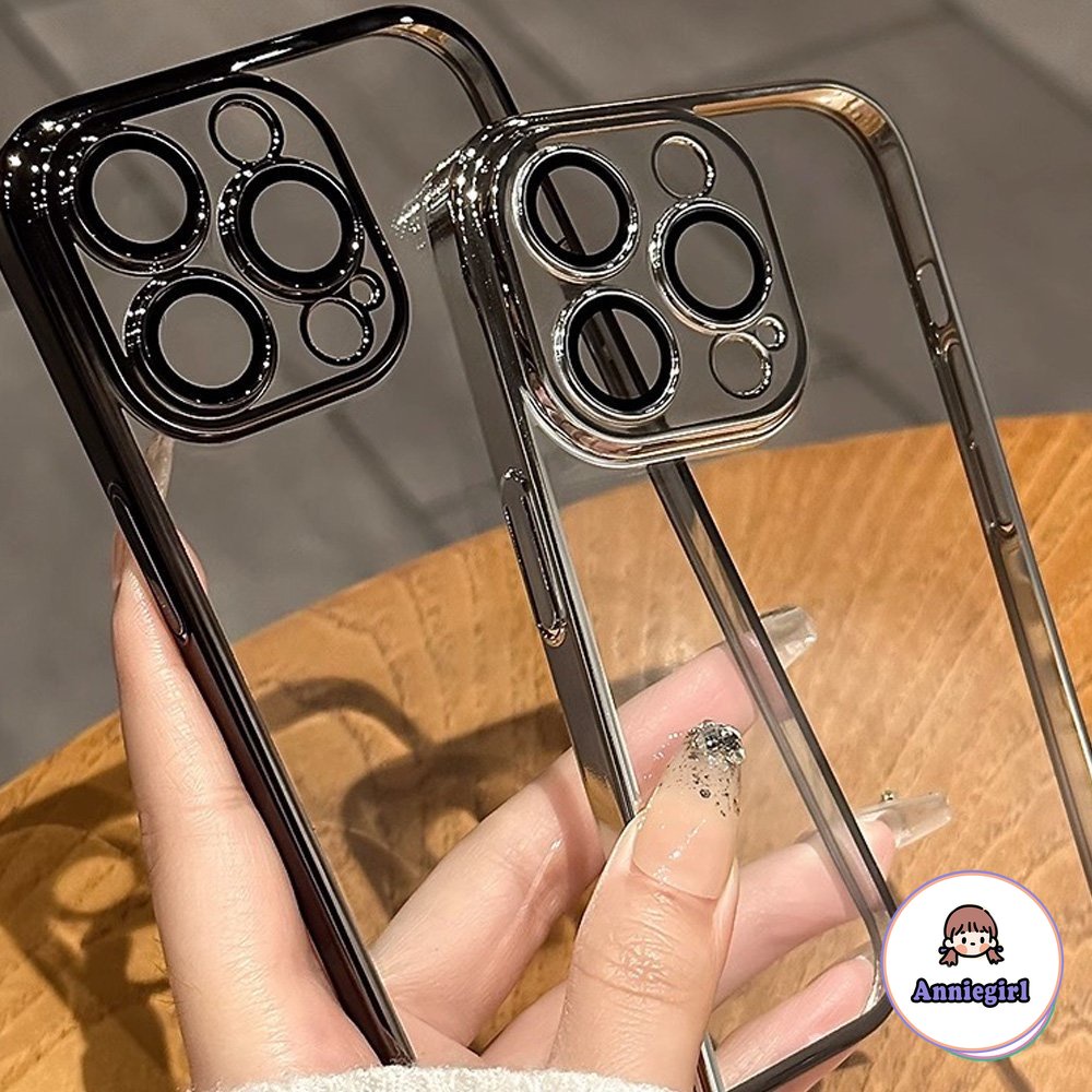 Ốp Điện Thoại TPU Dẻo Màu Đen Mạ Viền Đơn Giản Thời Trang Cho IPhone 11 14 Pro Max 13 Pro Max 12 IPhone X XS XR 7 8 Plus Ultra