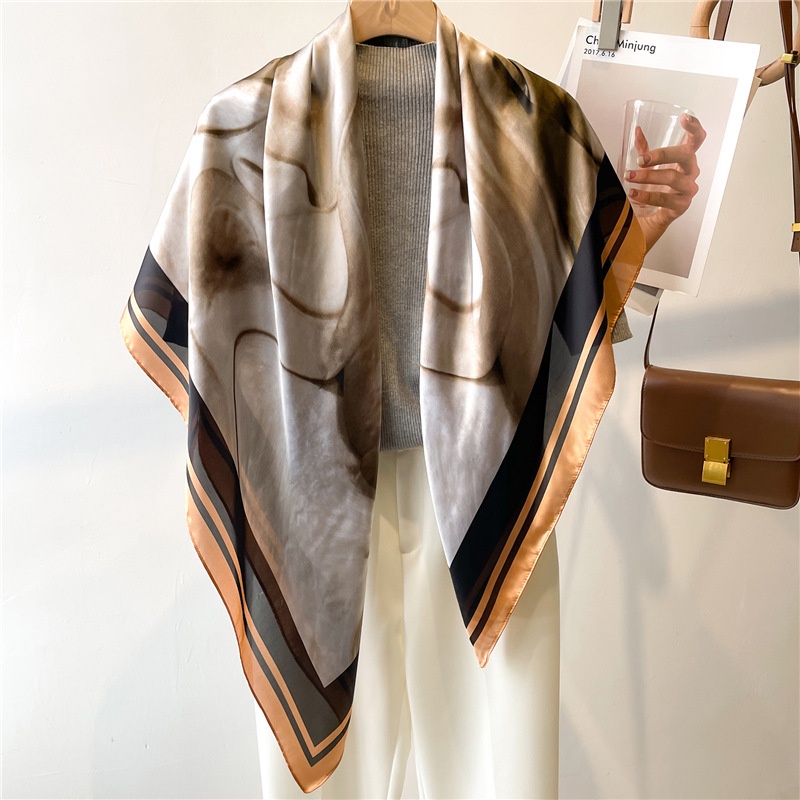 Khăn Quàng Cổ Chống Nắng Mùa Hè Bằng Lụa Satin Cỡ Lớn 110cm Xoay Được Nhiều Màu Sắc