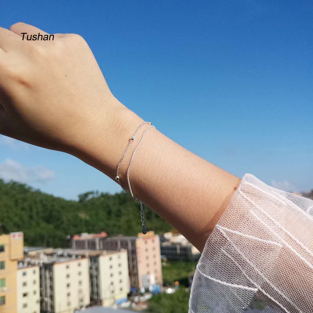 Vòng Tay Hạt Tròn Hai Lớp Phong Cách Vintage Nữ Tính