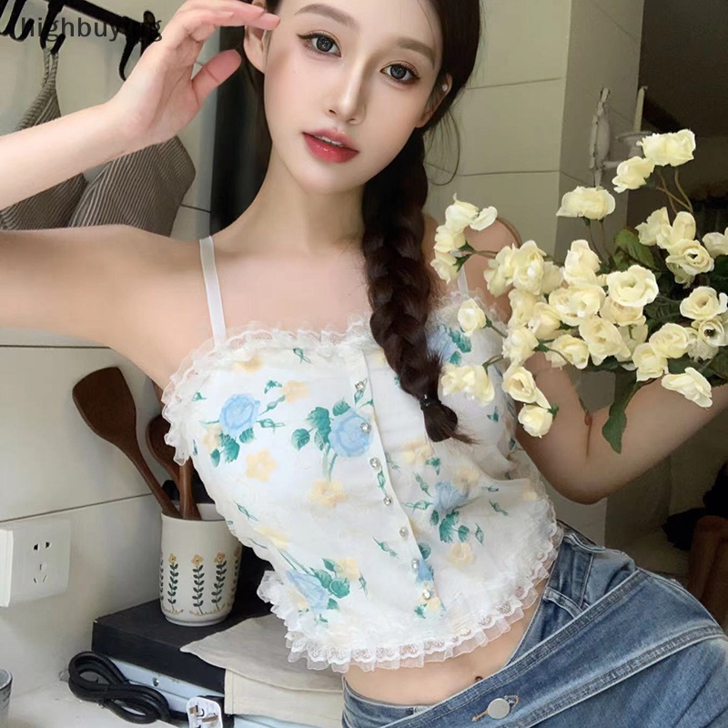 Áo Lửng Hai Dây Phối Ren Có Mút Đệm Quyến Rũ Dành Cho Nữ