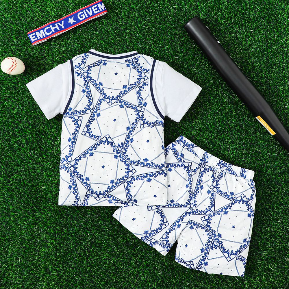 Set Đồ Thể Thao 2 Món Gồm Áo Thun Tay Ngắn + Quần Ngắn Mùa Hè In Họa Tiết Số 03 Cho Bé Trai 4-7 Tuổi