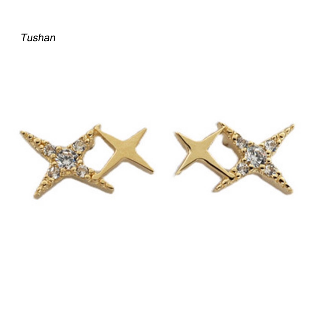 1 Đôi Bông Tai Đính Đá Hình Ngôi Sao Phong Cách Hàn Quốc Dành Cho Nữ