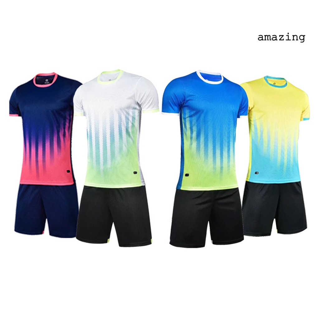 Set 2 Món Áo Thun Tay Ngắn Cổ Tròn Phối Quần Short Màu Sắc Gradient Thời Trang Cá Tính Cho Nam