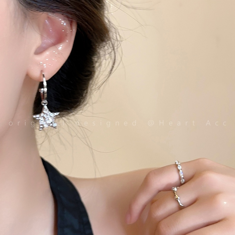 Bông Tai Ngôi Sao Năm Cánh Thiết Kế Sang Trọng Phong Cách Hàn Quốc Cho Nữ