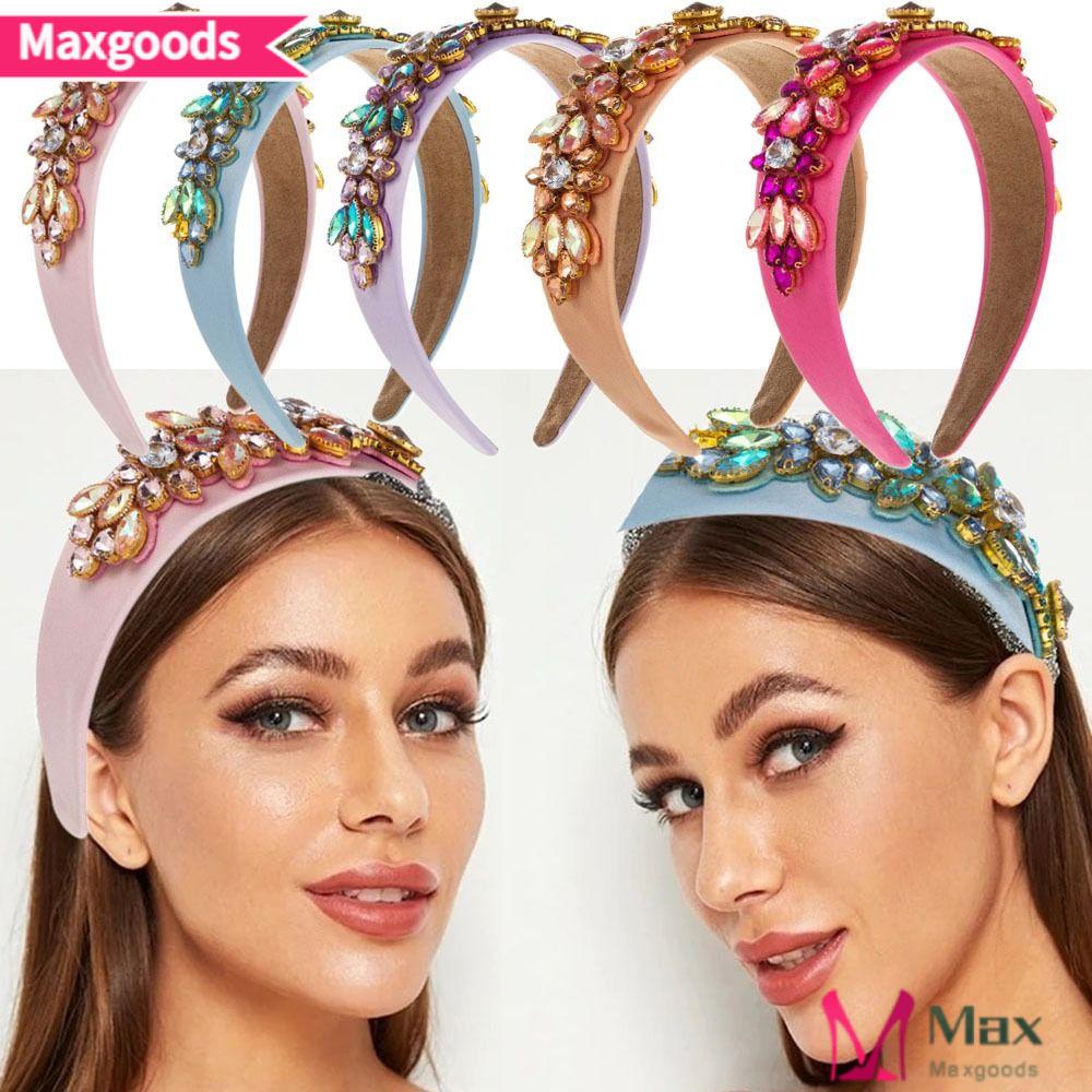 MAXG Cài Tóc Hình Vương Miện Đính Đá Thời Trang Băng Đô Cài Tóc Bằng Vải Nhung Thời Trang