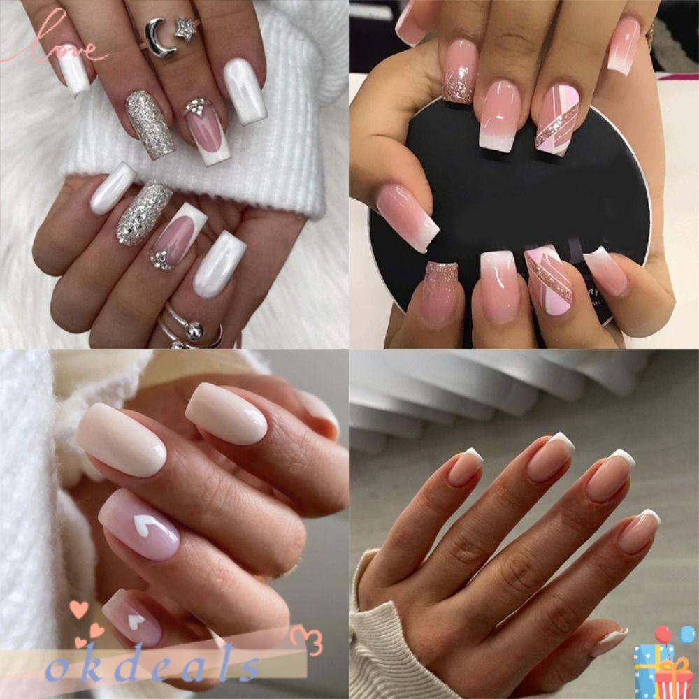 Bộ Móng Tay Giả Che Phủ Toàn Diện Đầu Vuông Dạng Nhấn Có Thể Tháo Rời