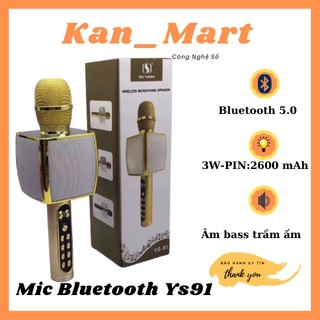 Micro karaoke bluetooth không dây, Mic karaoke YS91 hỗ trợ ghi âm, Bảo hành 6 tháng