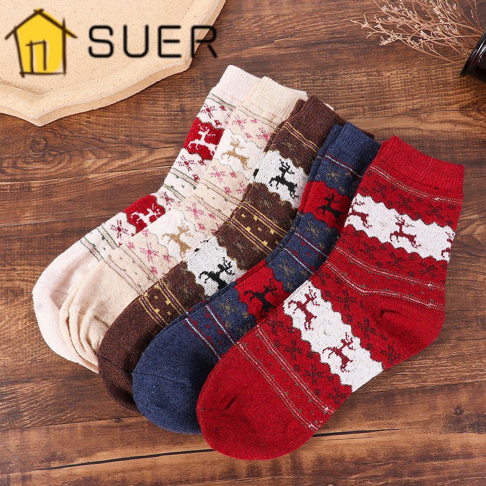 Vớ Cotton Giữ Ấm Họa Tiết Giáng Sinh Năm Mới Cho Nam Nữ