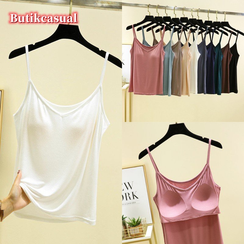 Áo Hai Dây cotton Mỏng Dáng Rộng Cổ Chữ V Có Mút Đệm Ngực Thời Trang Xuân Hè 2023 Cho Bạn Gái