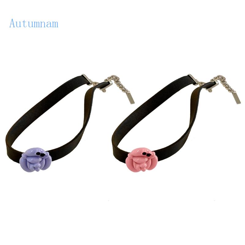 Vòng Cổ Choker Dây Da Co Giãn Đính Hoa Hồng Phong Cách Gothic Thời Trang Cho Nữ
