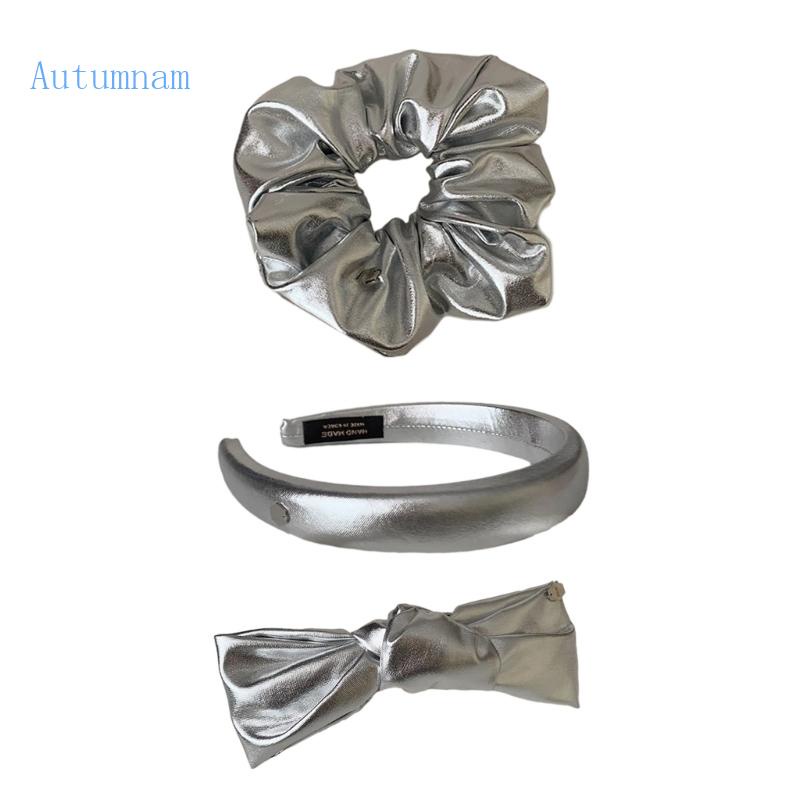 Kẹp Tóc Scrunchies Chất Liệu Da PU Phong Cách Hàn Quốc Cổ Điển Thời Trang Cho Nữ