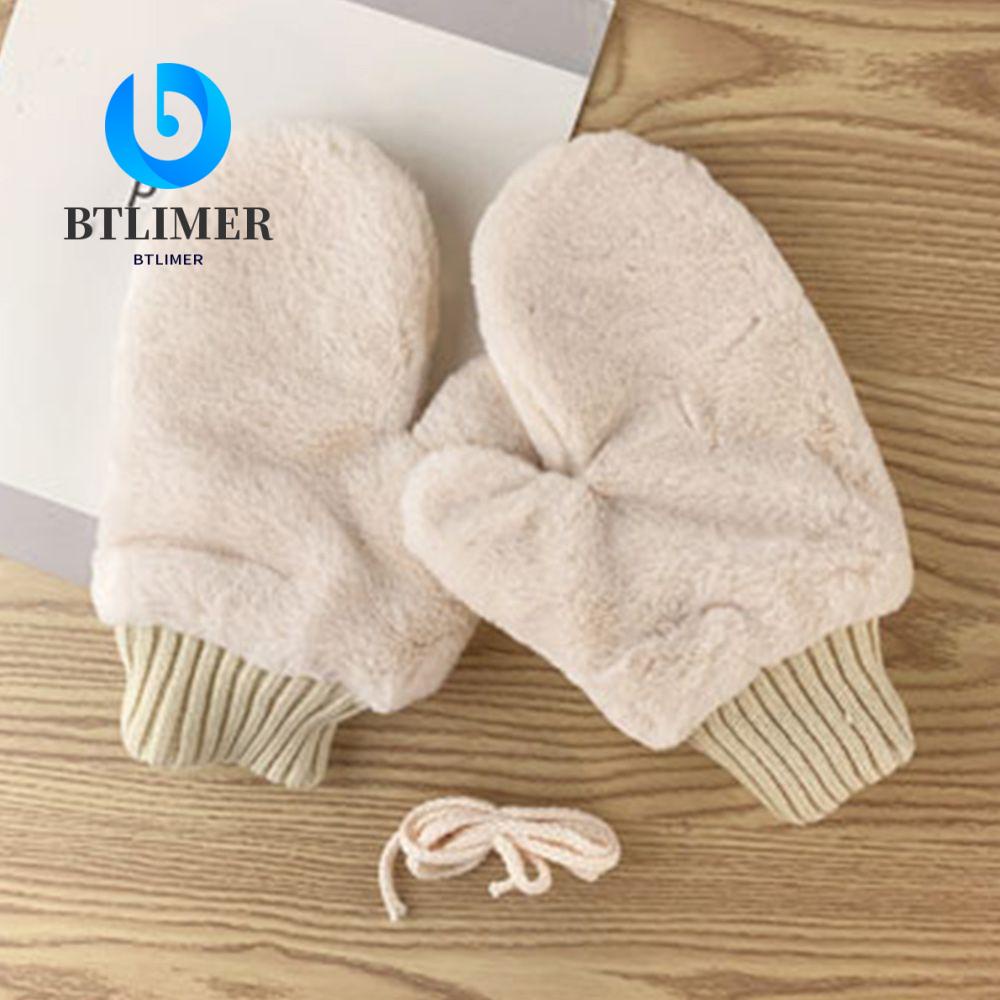 Btlimer Găng Tay Nhung Lông Mềm Mại Màu Trơn Cho Nữ Sinh