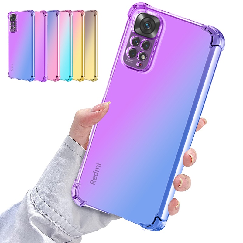 Ốp Điện Thoại TPU Dẻo Trong Suốt Màu Gradient Chống Trầy / Sốc Cho Redmi Note 12 12Pro 12C 11 11S 10 10S Poco F5 X5