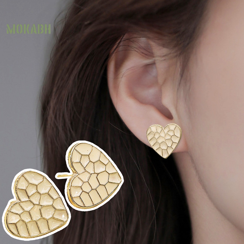 1 Đôi Bông Tai Hình Trái Tim Tráng Men Dành Cho Nữ