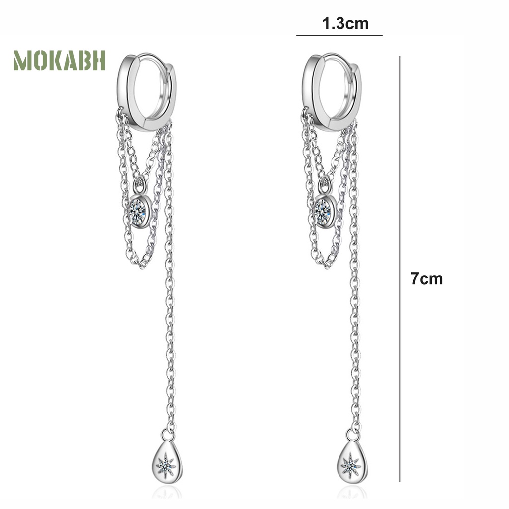 1 Đôi Bông Tai Kim Loại Dài Hình Giọt Nước Đính Đá Thời Trang Dành Cho Nữ