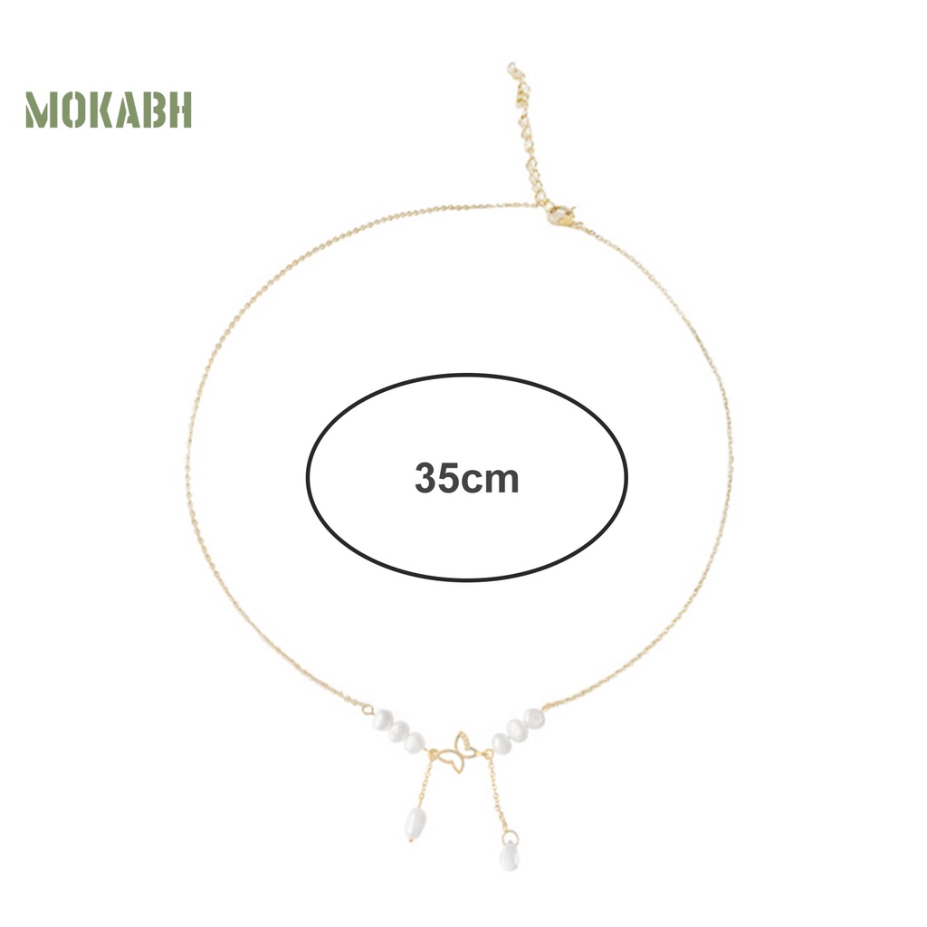 Vòng cổ Mặt Hình Bướm Đính Ngọc Trai Nhân Tạo Thanh Lịch Có Thể Điều Chỉnh Cho Nữ