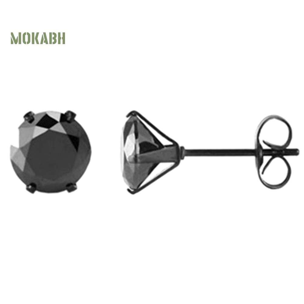 1 Khuyên Tai Đính Đá Đen 6 / 8mm