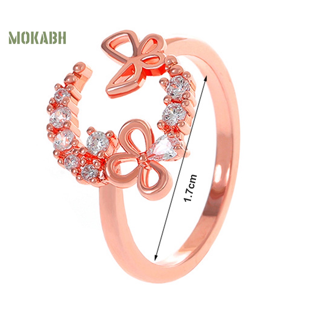 [Mới] Nhẫn Hở Mạ Điện Đính Đá Zircon Hình Học Bướm Sang Trọng Cá Tính Không Gây Dị Ứng Trang Sức