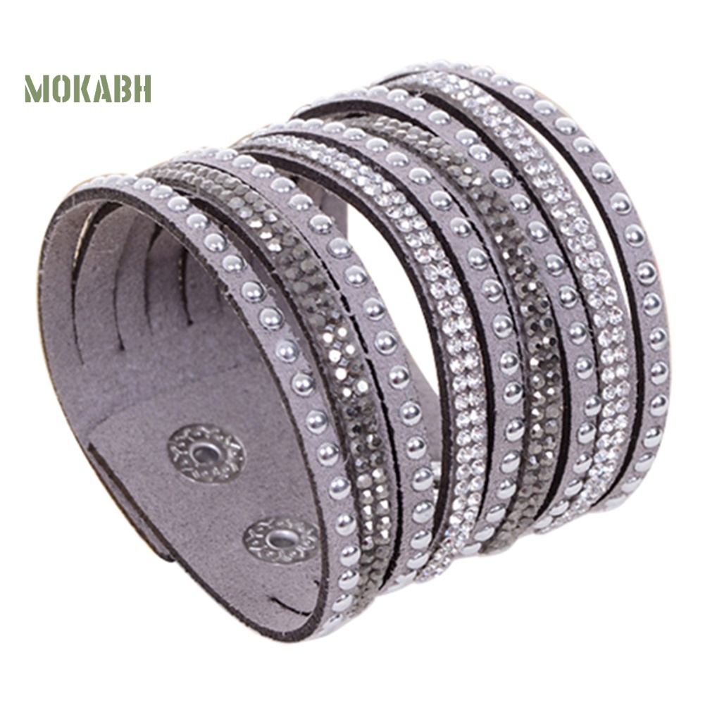 Vòng Tay Nhung Nhiều Lớp Đính Đinh Tán Cá Tính Cho Nữ