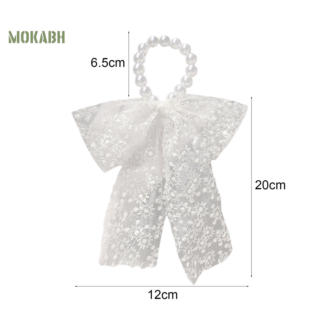 Dây Cột Tóc Đuôi Ngựa Sợi Lưới Đính Ngọc Trai Giả Thanh Lịch