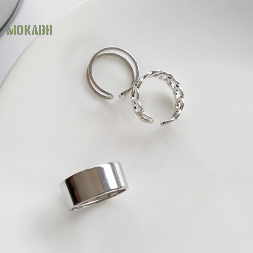 Set 3 Nhẫn Đeo Khớp Ngón Tay Phong Cách Hiphop Cá Tính Cho Nữ