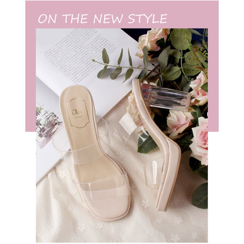 Xăng đan Cao Gót 5-10cm Quai Trong Suốt Thời Trang Dành Cho Nữ