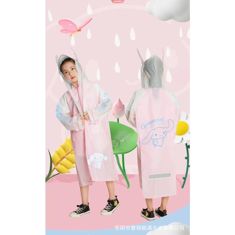 Áo Mưa Mở Rộng Có Mũ Trùm Hình Cinnamoroll Dễ Thương Cho Bé Gái
