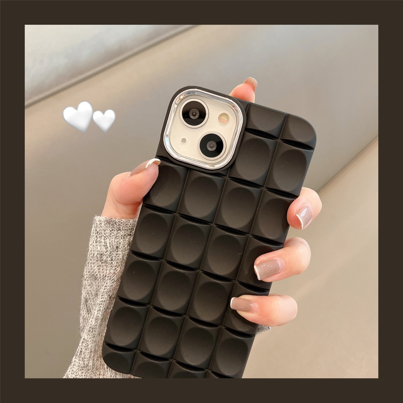 Ốp Điện Thoại Silicon Mềm Chống Sốc Dập Nổi Họa Tiết Ca Rô Đơn Giản Dành Cho iPhone 14 13 12 11 Pro 14 Plus