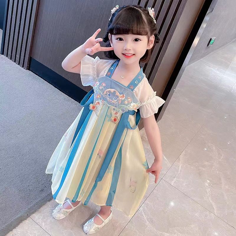 Đầm Hanfu Bé Gái Mùa Hè 2023 Trẻ Em Mới Phong Cách Trung Hoa Cổ Trang Phục Đầm Phong Cách Phương Tây Đầm Công Chúa