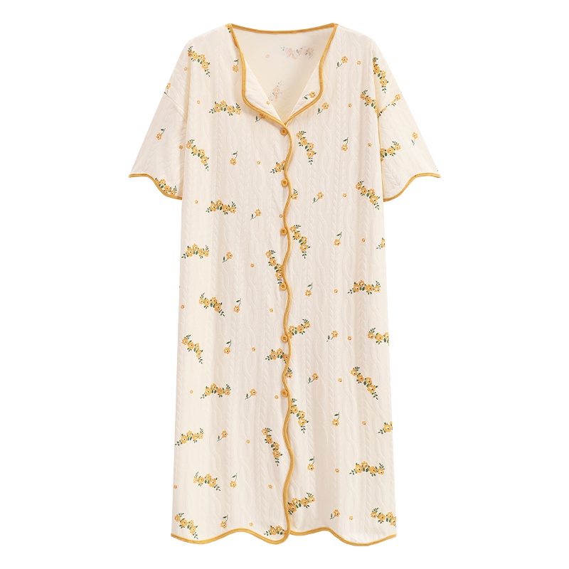 Đầm Ngủ Cotton Dáng Rộng Họa Tiết Hoa Thời Trang Mùa Hè Cho Nữ