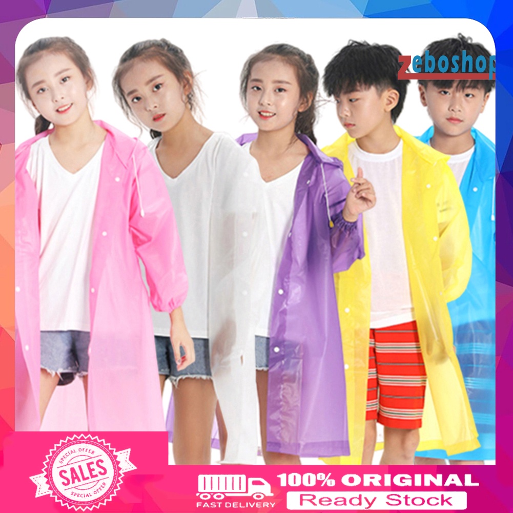 Áo Mưa Dáng Dài Bằng EVA Có Mũ Trùm Tiện Dụng Cho Bé